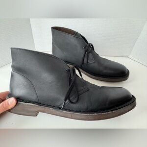 CLARKS Bushacre 2 Black Leather Desert Chukkas Boots Men’s 12